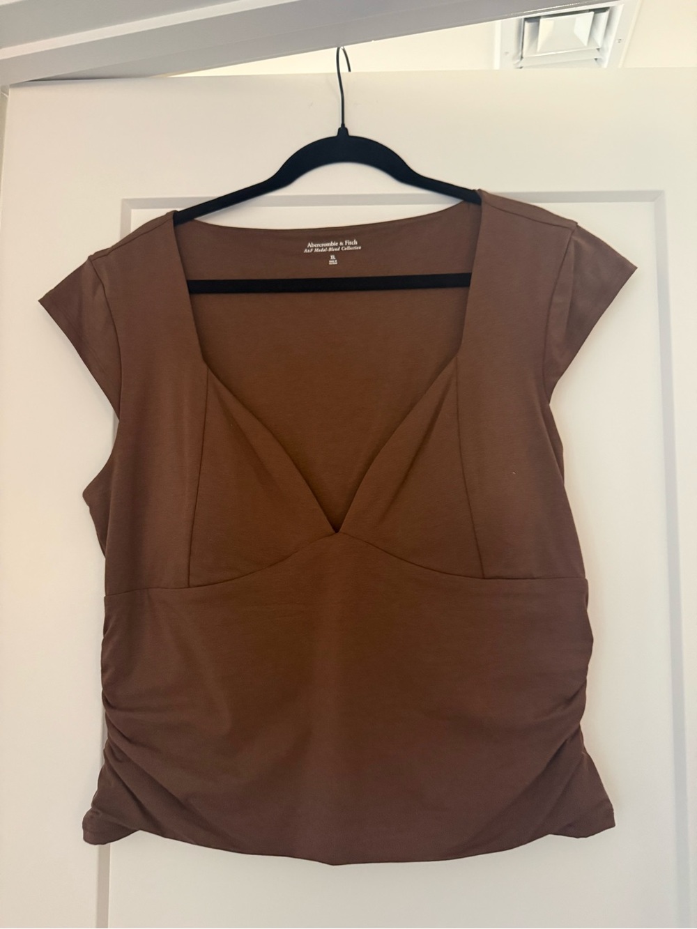 Abercrombie & Fitch Brown Cap-Sleeve V-Neck Top